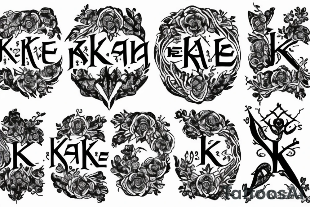 “Kane” written in elvish with a floral design tattoo idea