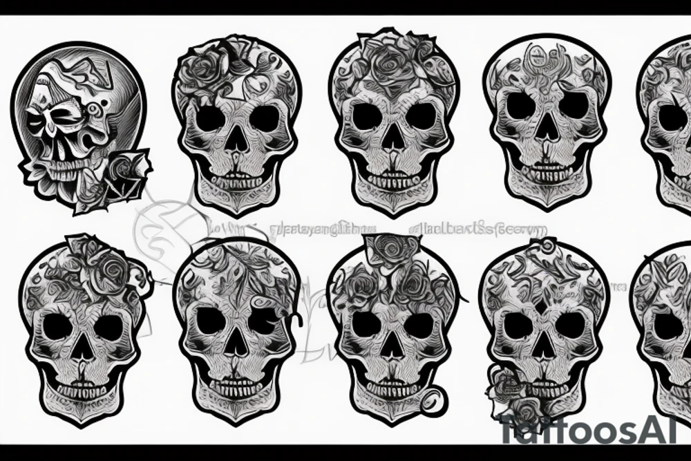 A skull suffering from depression tattoo idea