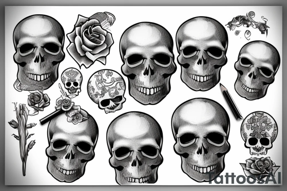 A skull suffering from depression tattoo idea