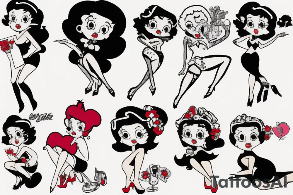 betty boop with a short rock sitting and looking sexy tattoo idea