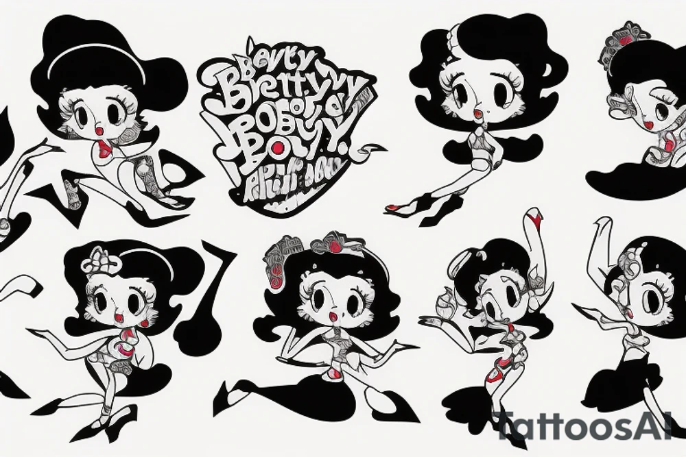 betty boop with a short rock sitting and looking sexy tattoo idea