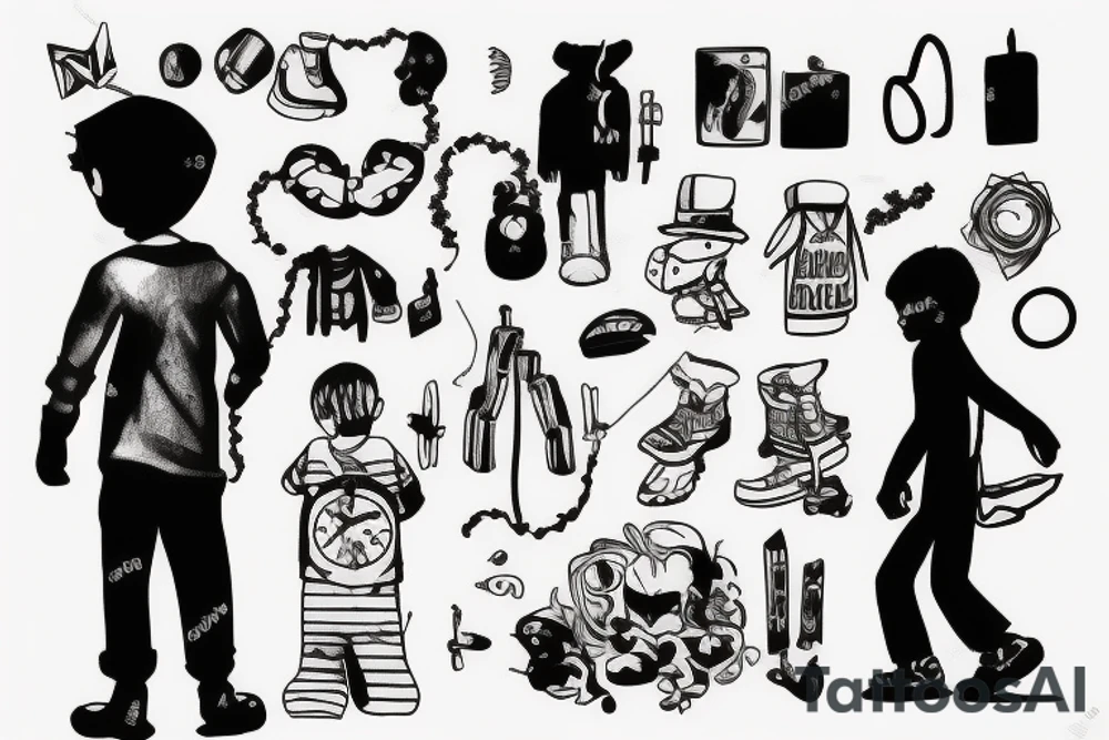 a lonely boy walking down a street
at night tattoo idea