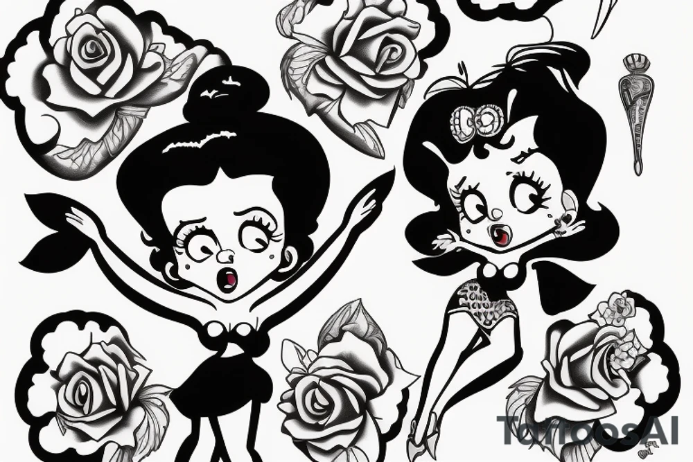 betty boop with a short rock from behind and looking sexy tattoo idea