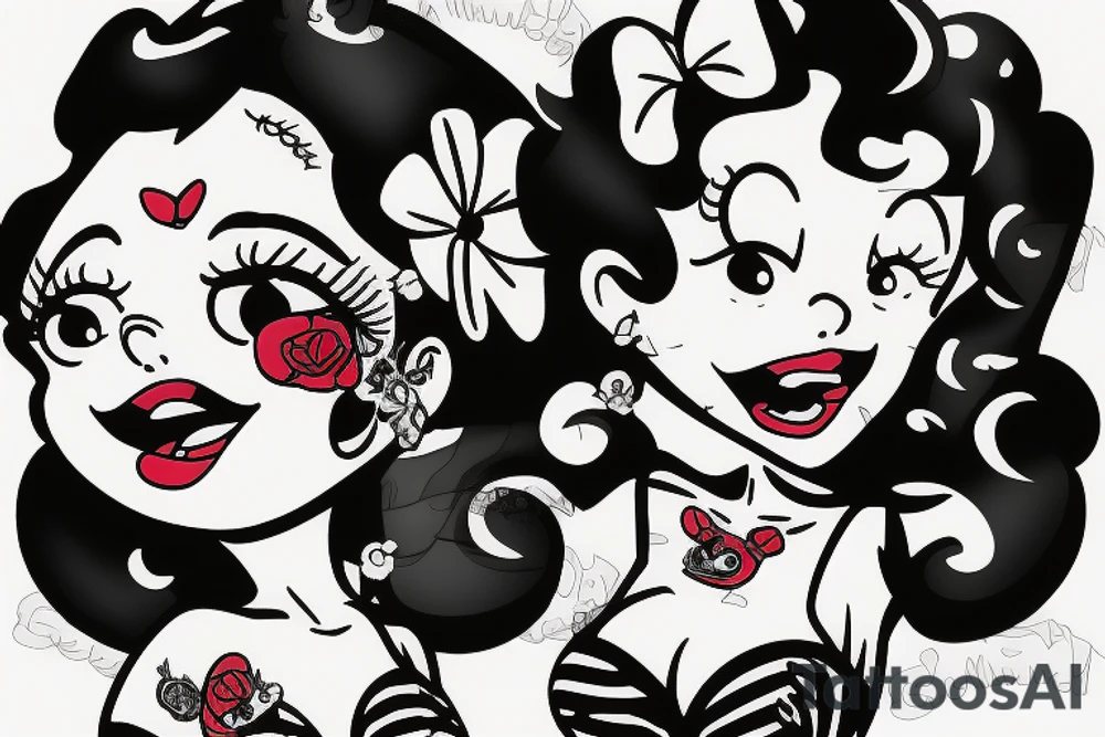 betty boop with a short rock from behind and looking sexy tattoo idea