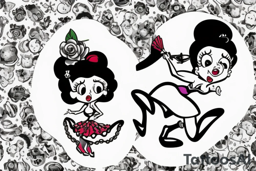betty boop with a short rock from behind tattoo idea
