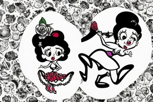 betty boop with a short rock from behind tattoo idea