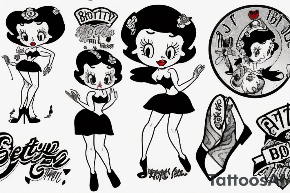 betty boop with a short rock from behind tattoo idea