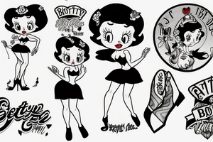 betty boop with a short rock from behind tattoo idea