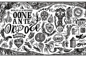 bold text "Once upon a time" is written in old medieval typeface tattoo idea