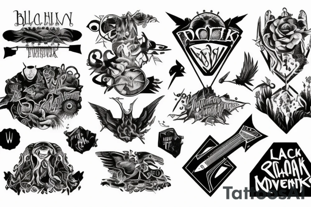 rock music, adventure, epic, original tattoo idea