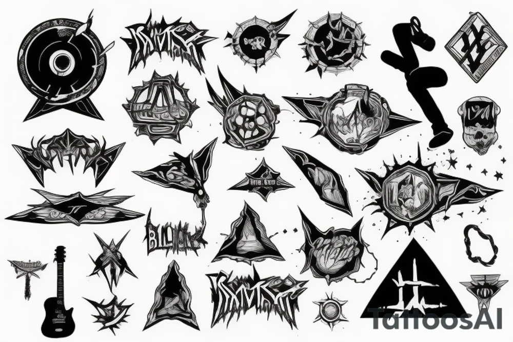 rock music, adventure, epic, original tattoo idea