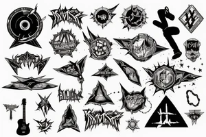 rock music, adventure, epic, original tattoo idea