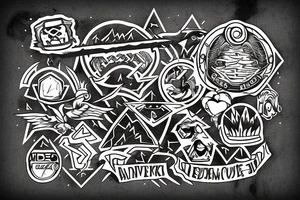 simple rock music, adventure, epic, 
kyle tattoo idea