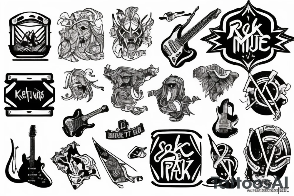 simple ,rock music, adventure, epic, 
kyle tattoo idea