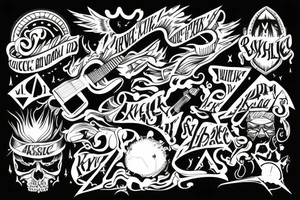 simple ,rock music, adventure, epic, 
kyle tattoo idea