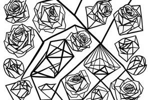 Impossible geometric figure with rose pattern inside tattoo idea