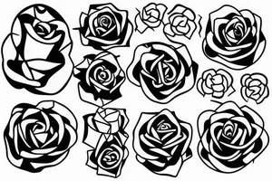 Impossible geometric figure with rose pattern inside tattoo idea