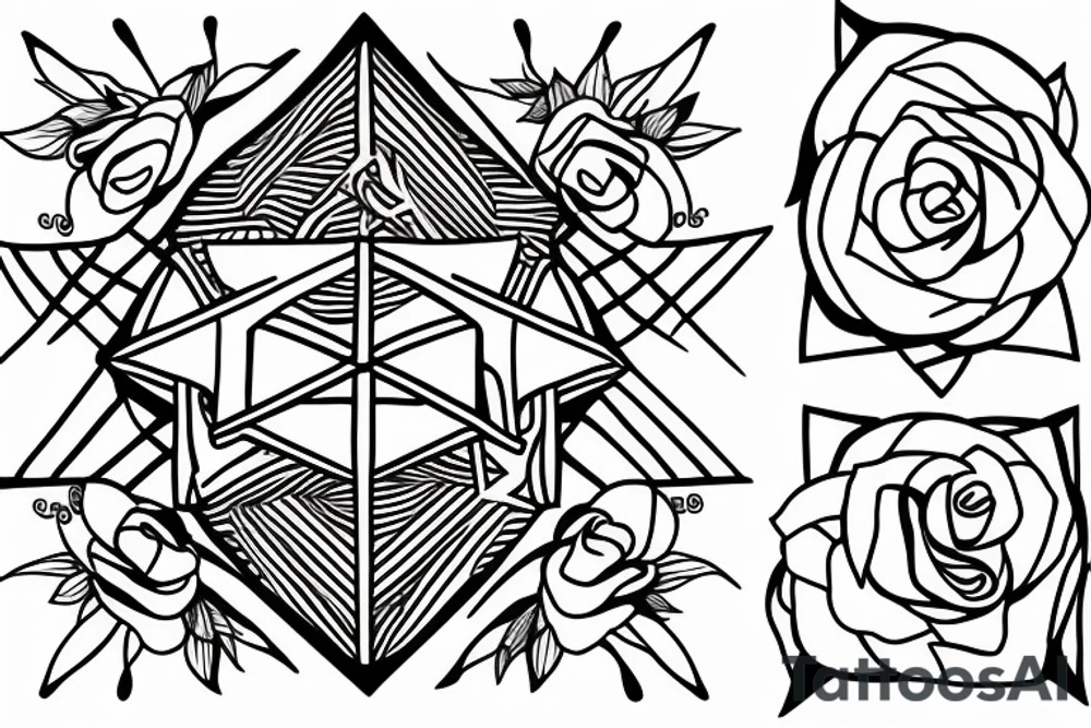 penrose triangel with rose pattern inside tattoo idea