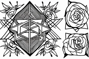 penrose triangel with rose pattern inside tattoo idea