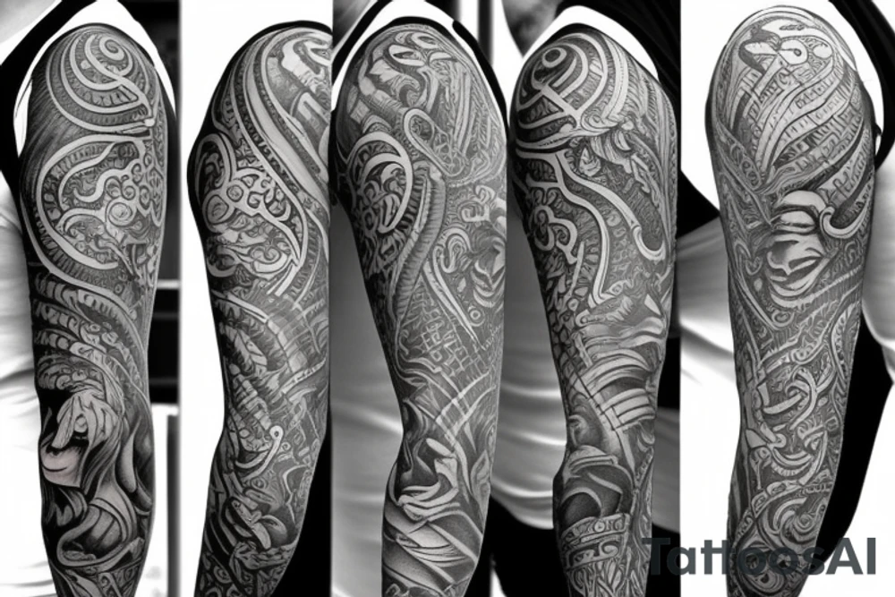 full sleeve with shiva tattoo idea