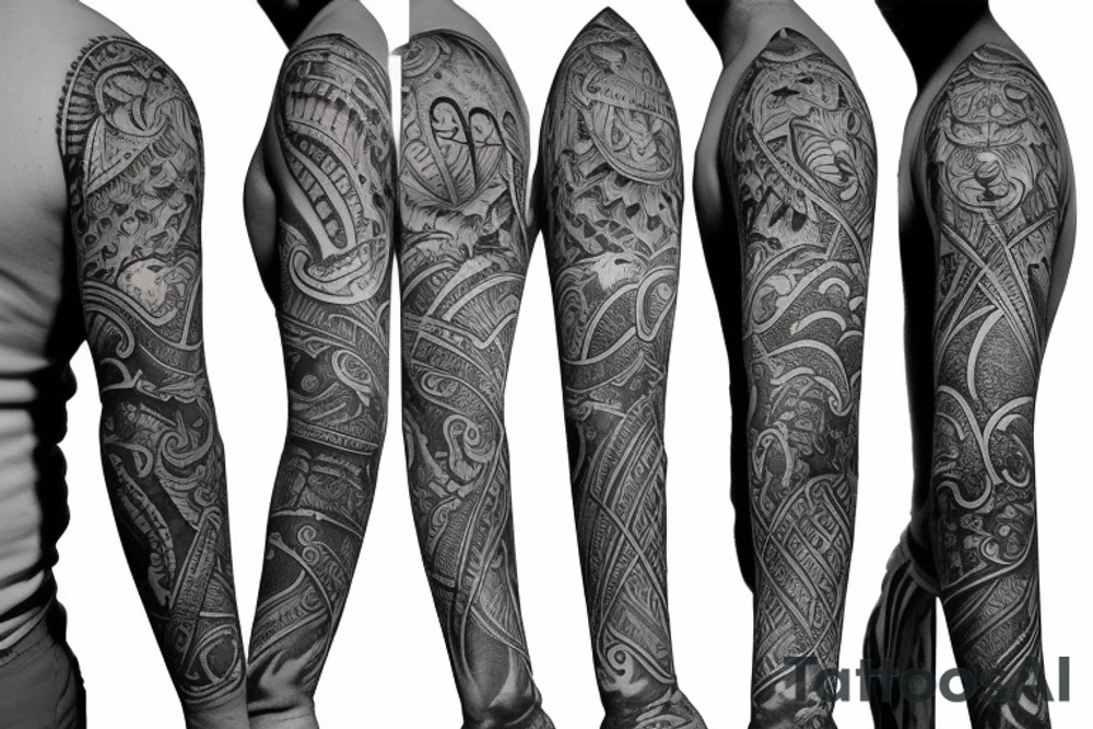 full sleeve with shiva tattoo idea