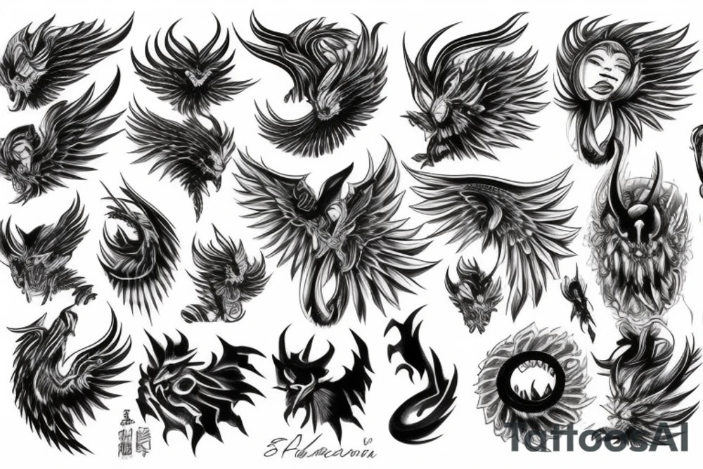 Japanese devil with a phoenix tattoo idea