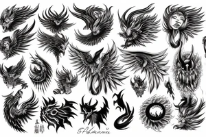 Japanese devil with a phoenix tattoo idea