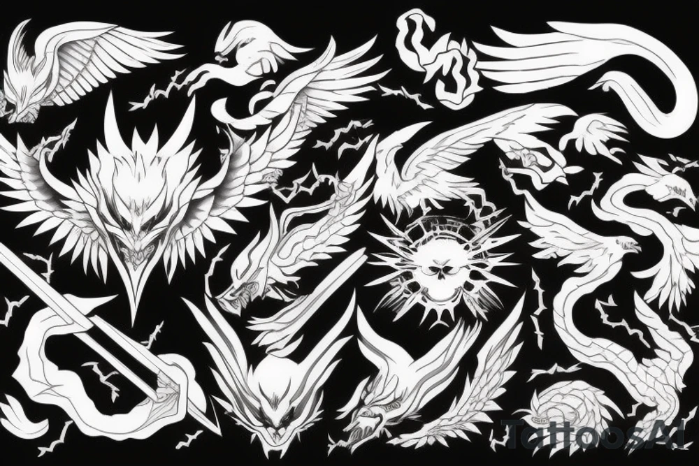 Japanese devil with a phoenix tattoo idea