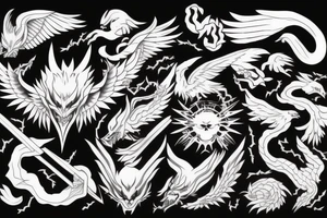Japanese devil with a phoenix tattoo idea