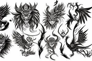oni and phoenix tattoo idea