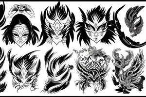 oni and phoenix tattoo idea