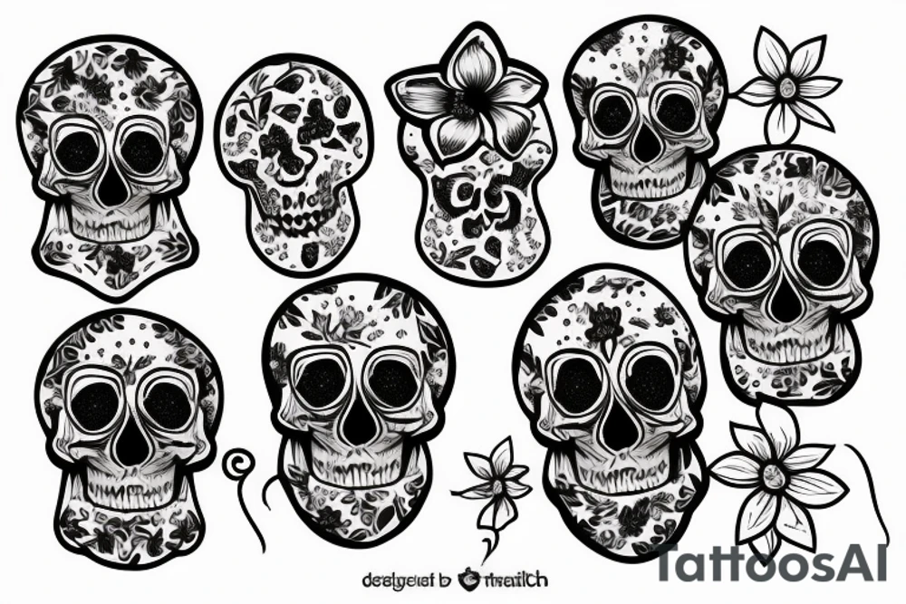 skull with flowers tattoo idea