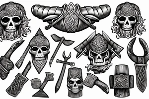 viking skeleton with thor's hammer tattoo idea