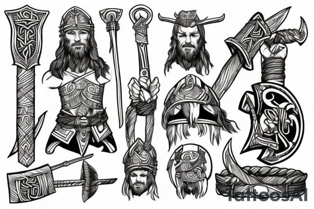 viking warrior with thor's hammer tattoo idea