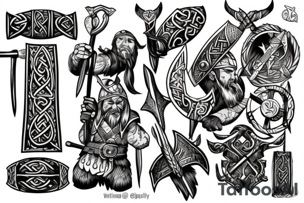 viking warrior with thor's hammer tattoo idea