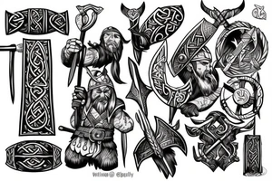 viking warrior with thor's hammer tattoo idea