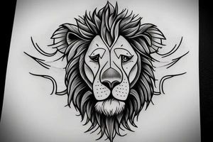Lion head with angel on hes knees tattoo idea