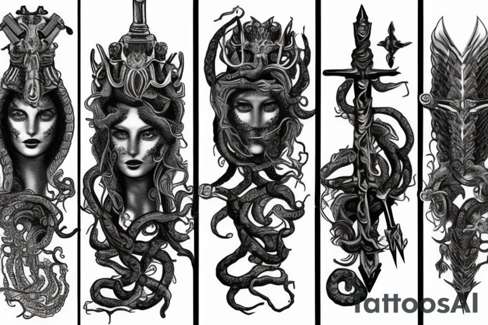 Medusa warrior sword tattoo idea