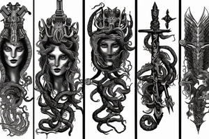 Medusa warrior sword tattoo idea