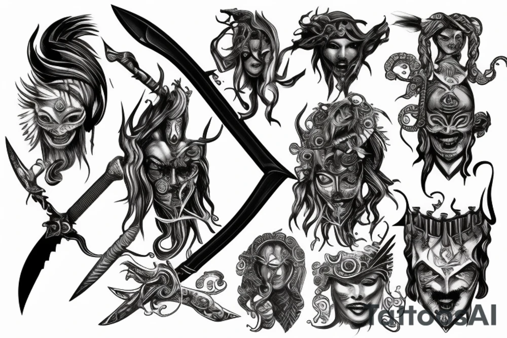 Medusa warrior sword tattoo idea