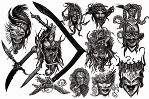 Medusa warrior sword tattoo idea