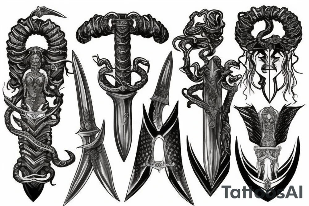 Medusa warrior sword tattoo idea