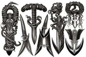 Medusa warrior sword tattoo idea