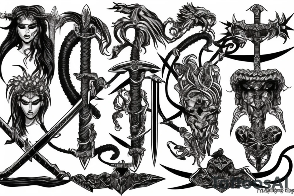Medusa warrior sword tattoo idea