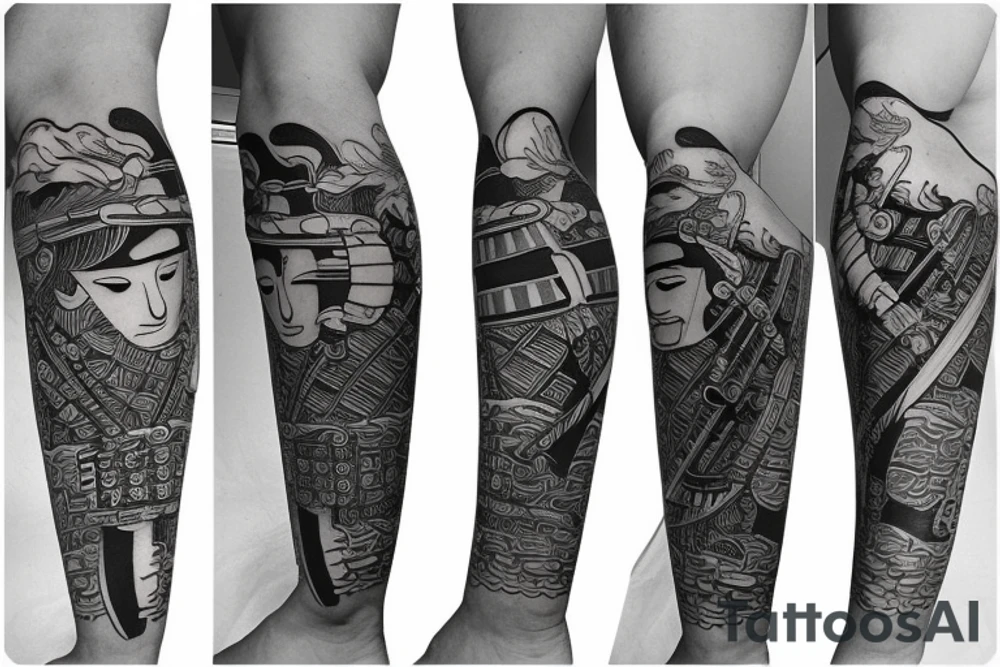 samurai arm sleeve tattoo idea