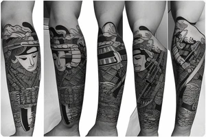 samurai arm sleeve tattoo idea
