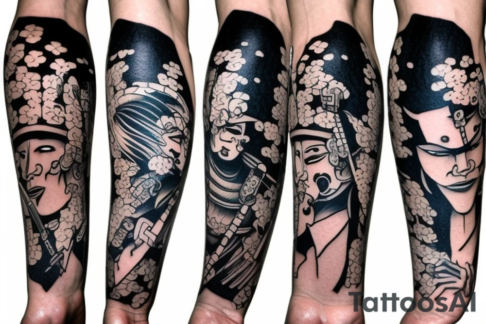 samurai arm sleeve tattoo idea