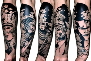samurai arm sleeve tattoo idea