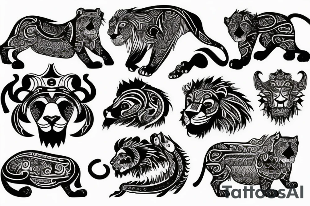 Tribal lion tattoo idea