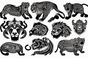 Tribal lion tattoo idea